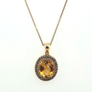 3.50CT Citrine Pendant with 0.50CT of White & Chocolate Diamond